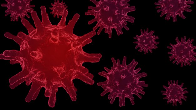 Coronavirus-model op zwart. Covid-19 3D illustratie