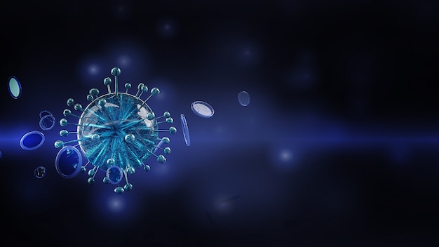 Coronavirus moleculen microscopisch, 3D-rendering