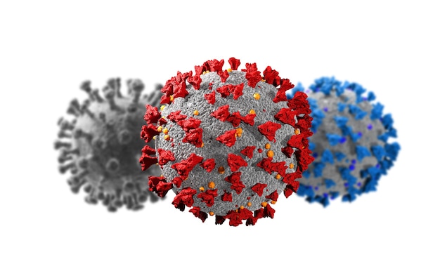 Coronavirus nieuwe stempel molecuul, 3d render
