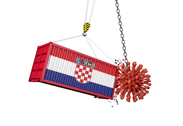 Coronavirus outbreak crashing into croatia cargo container d render