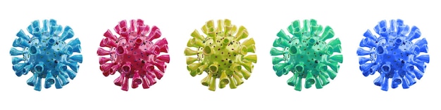 Фото Вспышка коронавируса, микроскопический вид клеток вируса гриппа. 3d иллюстрации