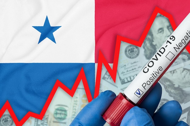 Coronavirus in Panama Positive blood test on flag background Increase in incidence Economic crisis