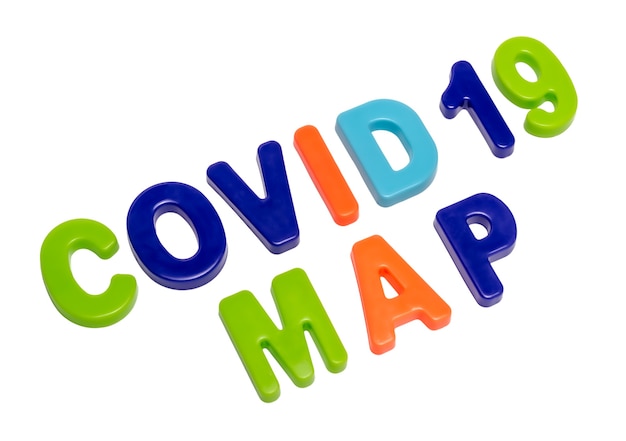 코로나바이러스 전염병 텍스트 흰색 배경에 Covid19 Map 글로벌 전염병의 분포 지도