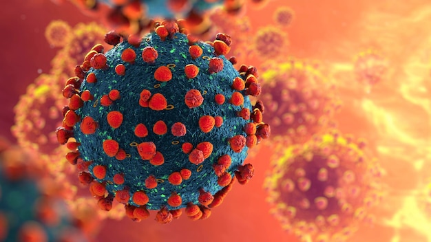 Photo coronavirus particle closeup