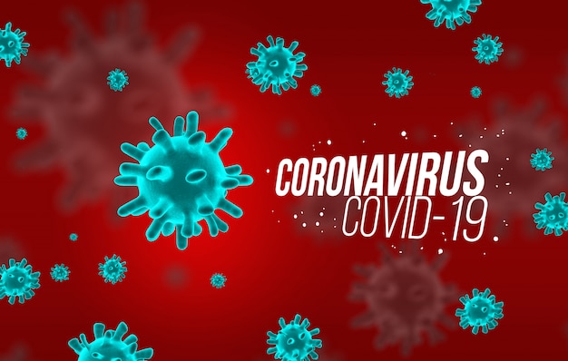 coronavirus on red background