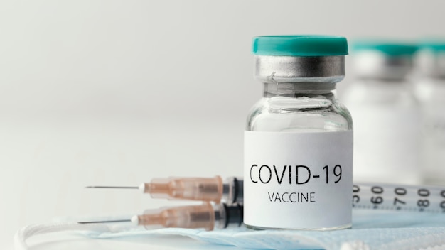 Photo coronavirus vaccine bottle composition