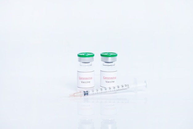 Coronavirus Vaccine, COVID-19 vaccine. Healthcare And Medical concept on white background.