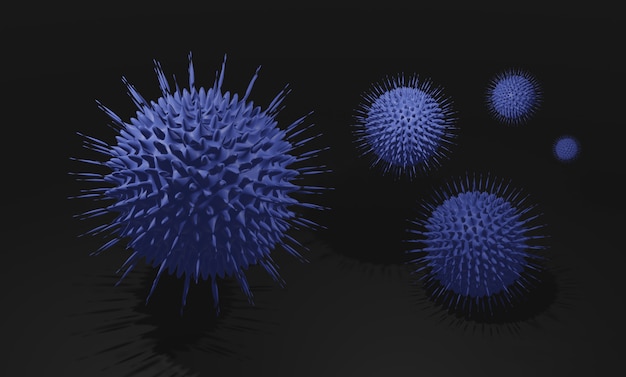 Foto coronavirus virus in bloedvat. 3d-weergave van een infectieus virus. concept covid-19.