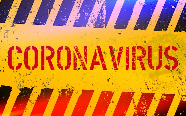 コロナウイルスの警告サイン。中国の感染性ウイルス。コロナウイルスの発生。検疫ゾーン。