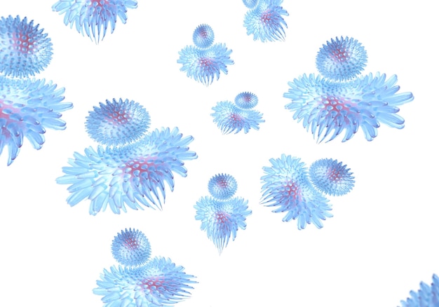 Coronavirus sfondo bianco isolato, micro oggetto virus molecola batterio modello