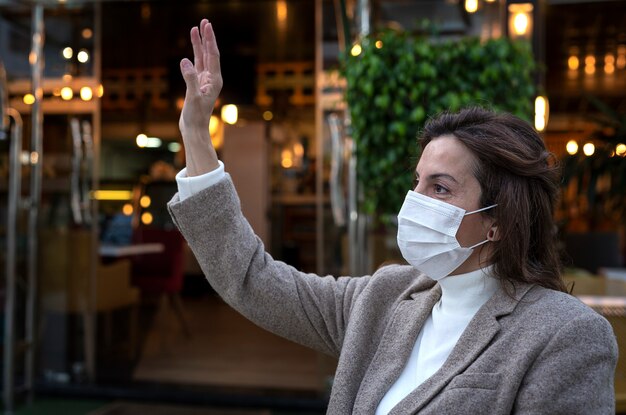 Coronavirus.Woman with protective mask