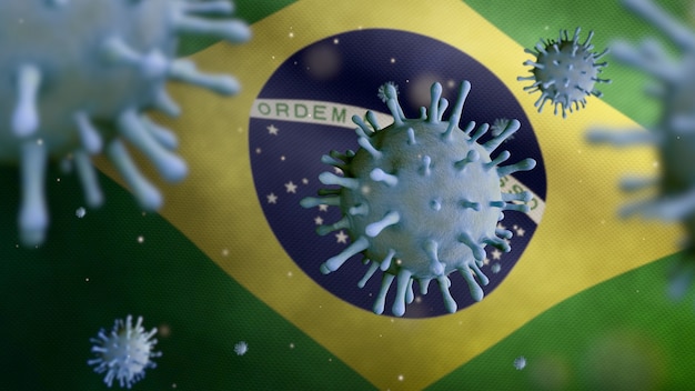 Coronavirus zweeft boven Braziliaanse vlag