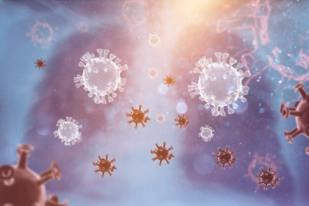 Коронавирусы гриппа COVID-19 Рентгеновская пленка Используется в медицине 3d-рендеринга.