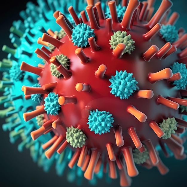 Coronavirussen influenza 3d render generatieve ai