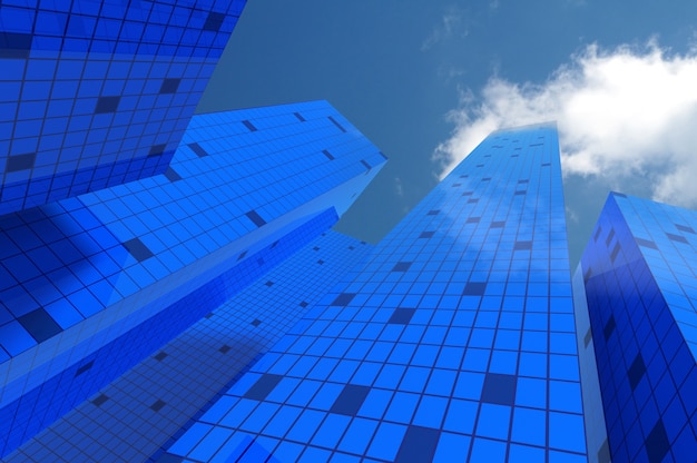 Corporate Building with blue sky. 3D Rendering