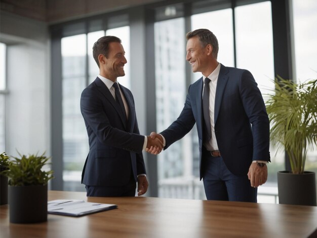 Corporate business handshake between business partners