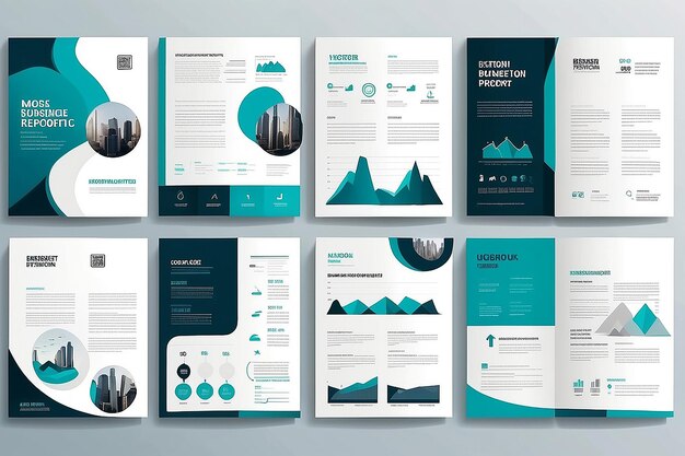 Corporate business presentation guide brochure template Annual report 16 page minimalist flat geometric business brochure design template A4 size