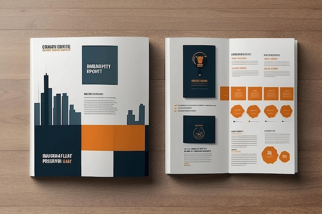 Corporate business presentation guide brochure template Annual report 16 page minimalist flat geometric business brochure design template Square size