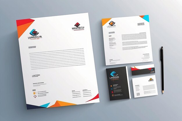 Photo corporate business style letterhead template vector illustration