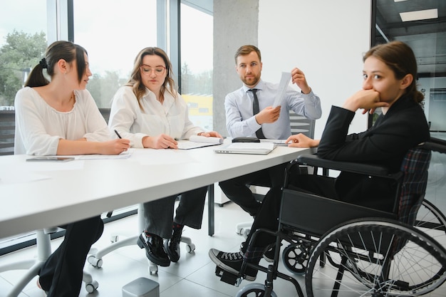 Corporate business team and in a meeting at modern office with big windows High quality photo