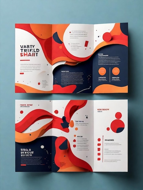 Фото Современный креативный и профессиональный трехслойный брошюра векторный дизайн простая и минималистская рекламная планировка с синим цветом