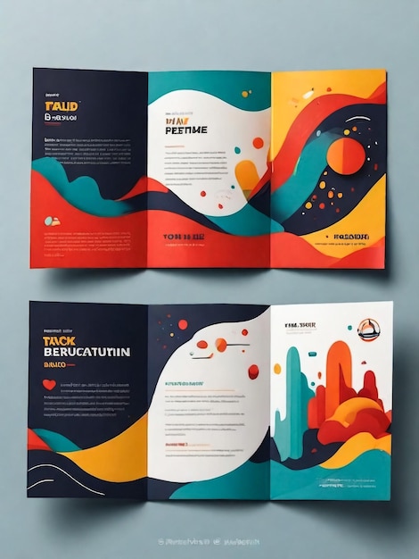 Foto modello di brochure aziendale tripla moderno design vettoriale di brochura tripla creativa e professionale disegno promozionale semplice e minimalista con colore blu