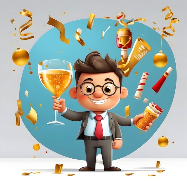 Photo corporate event icon business party illustration office celebration graphics success and achievem