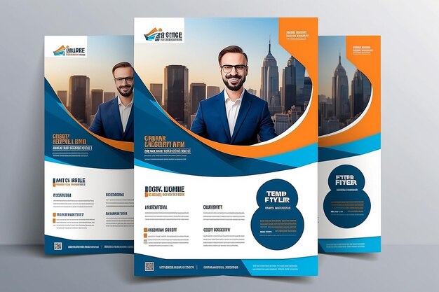 Photo corporate flyer template layout design