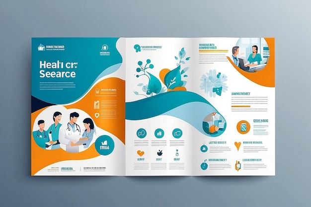 Corporate healthcare cover a4 template design and flat icons for a report and medical brochure design flyer
