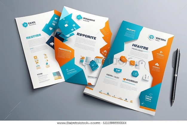 Corporate healthcare cover back page a4 template and flat icons for a report and brochure design flyer banner
