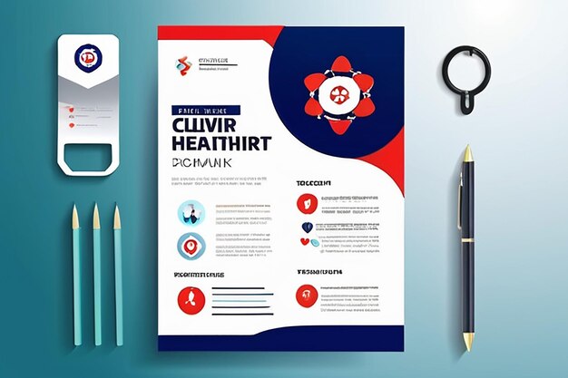 Корпоративная медицинская помощь обложка задняя страница шаблон a4 и плоские иконы для отчета и брошюры дизайн флаера баннер