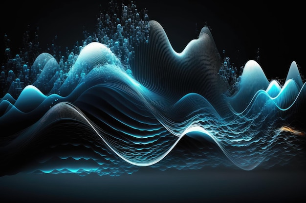 Corporate idea with stunning abstract wave themed digital background and blue lighting