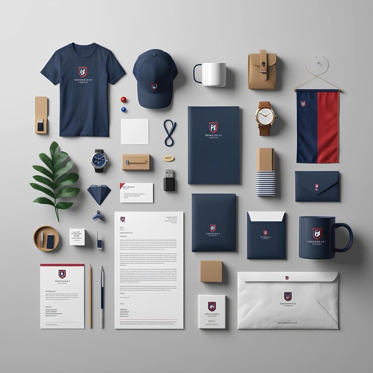 Foto corporate identity mockup set business stationery design met logo op t-shirt mug en meer voor pr