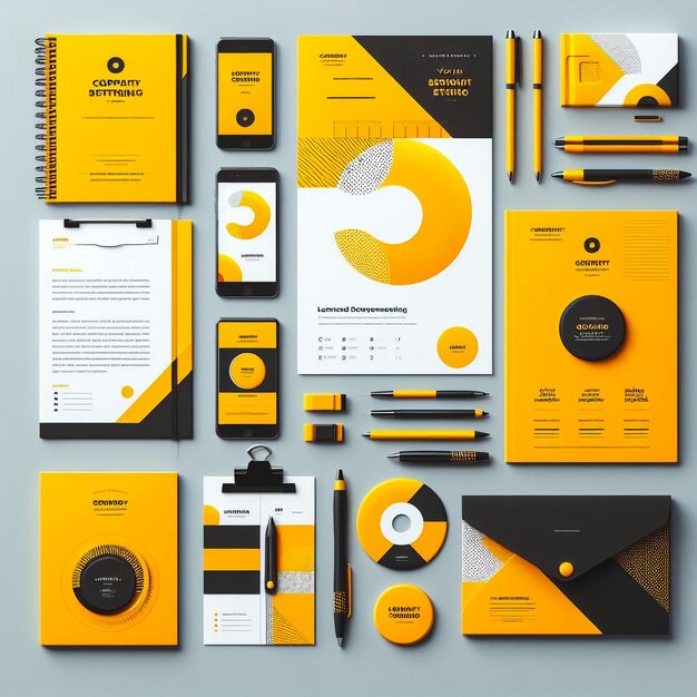 Photo corporate identity template set business stationery mockup with logo branding design