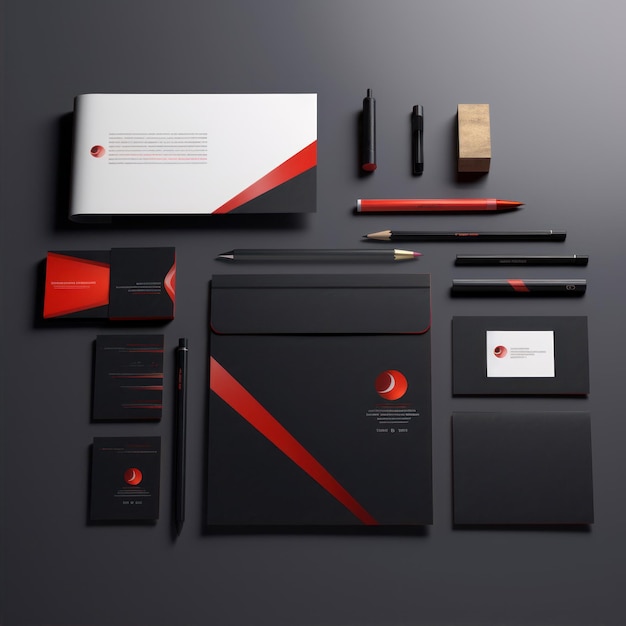 Corporate identity template Stationery for branding identity Black color