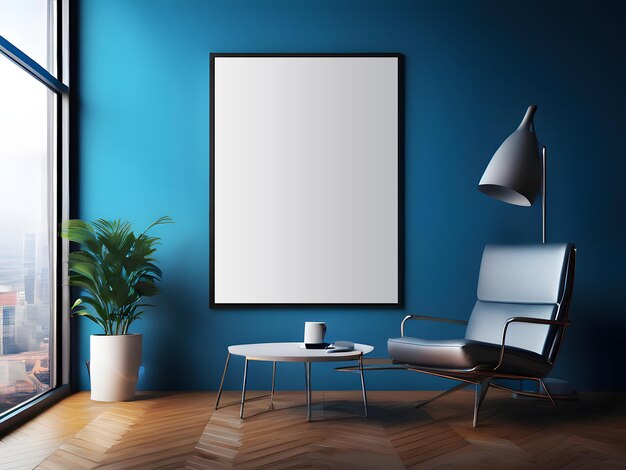 Photo corporate indoor poster mockup frame blank frame poster mockup