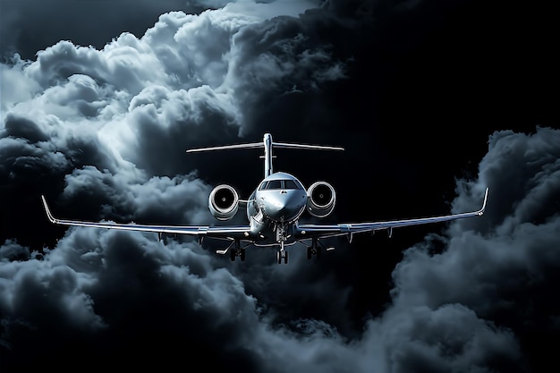 Corporate Jet Flying at Night