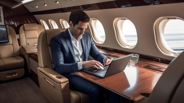 Photo a corporate jet interior business wallpaper