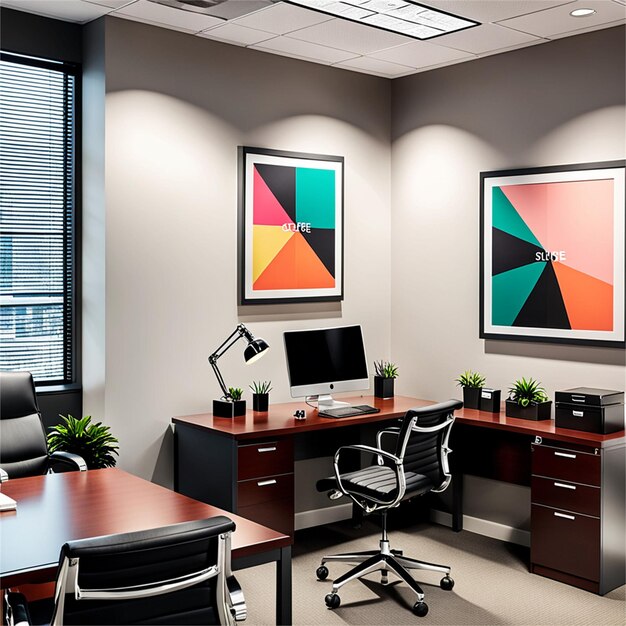 Photo corporate office room decoration interior concept design