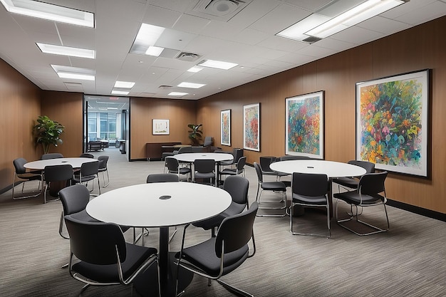Corporate office with a round tables