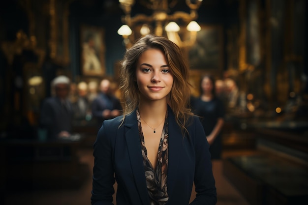 Corporate photography of a beautiful young female hotel manager Generative AI image