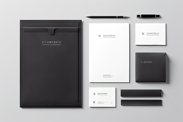 Photo corporate stationery mockup on textured white paper