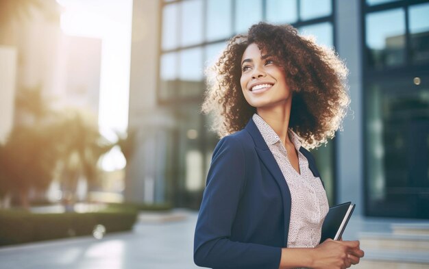 Corporate Woman Using Smartphone Outdoors