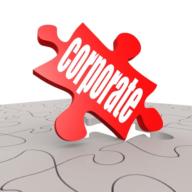 corporate word with puzzle background