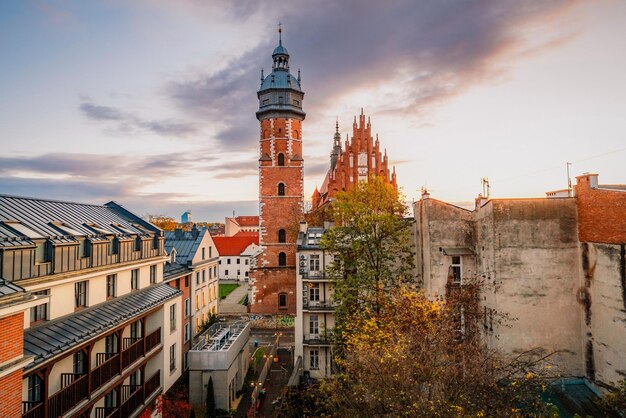 Corpus Christi Basilica beroemd landmerk in Krakau Polen Landschap aan de kust van de rivier de Wisla