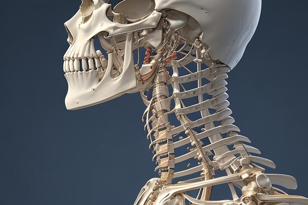 Фото Правильное выравнивание шейной кости, показывающее боковой вид человека правильного выравнивания шейной костиxa