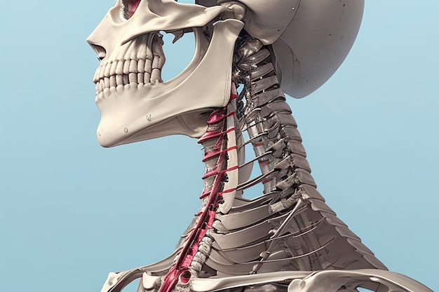 Correct neck bone alignment showing a human lateral view of correct neck bone alignmentxa