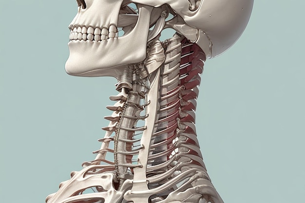 correcte uitlijning van het nekbeen met een menselijke zijwaartse weergave van de correcte uitlijning van het nekbeenxa