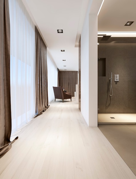 Corridor from the bathroom to the bedroom. 3D rendering