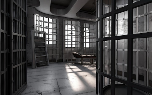 写真 放棄された刑務所の廊下